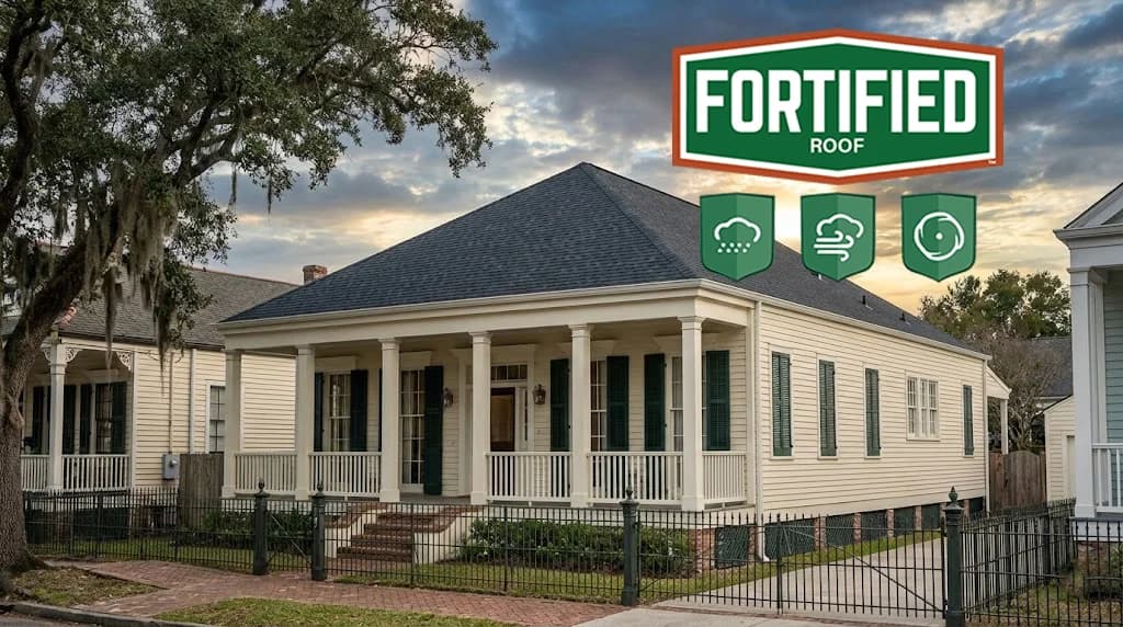 FORTIFIED roof installation in New Orleans showing sealed roof deck and enhanced fastening